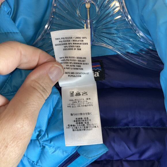 Patagonia Womens Goose Down Puffer Sweater Vest Jacket Sz L Howling Turquoise - Picture 6 of 11